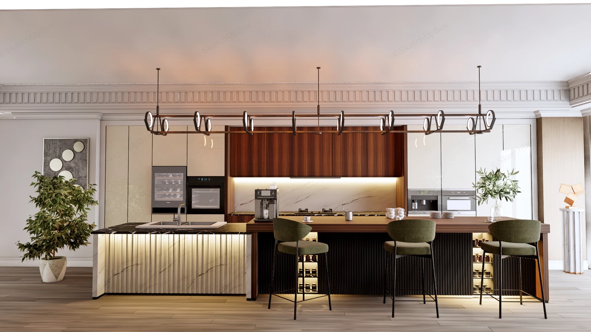 Luxurious High End Modern Kitchen Design Sketchup 3D Model Preview - SketchupBox