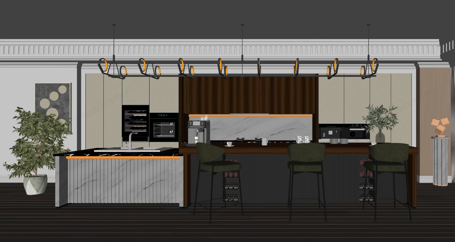 Luxurious High End Modern Kitchen Design Sketchup 3D Model Preview - SketchupBox