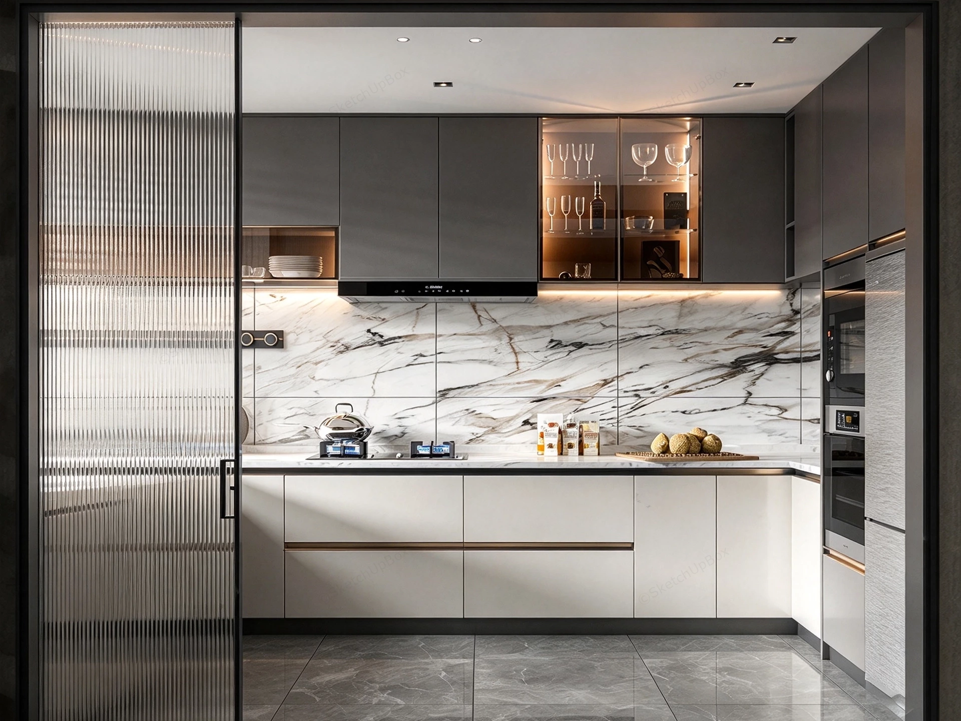 Modern Luxury Kitchen Scene Sketchup 3D Model Preview - SketchupBox