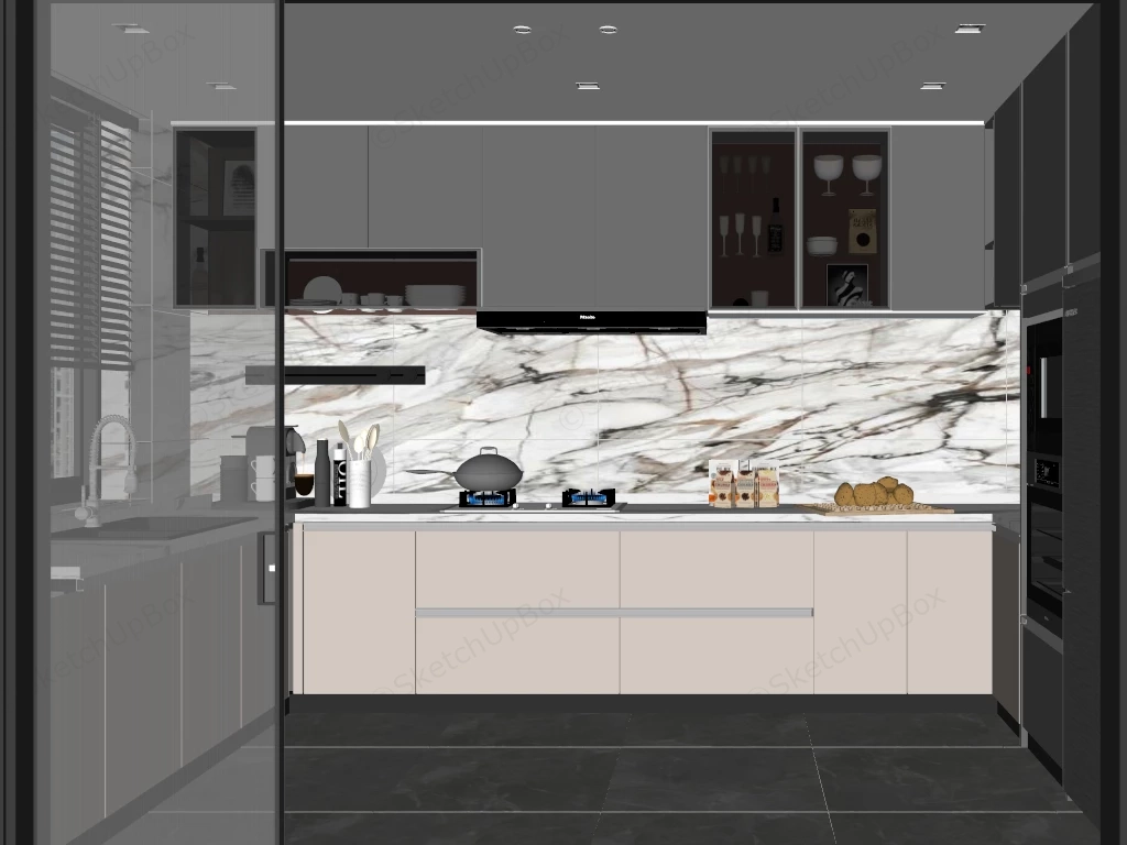 Modern Luxury Kitchen Scene Sketchup 3D Model Preview - SketchupBox