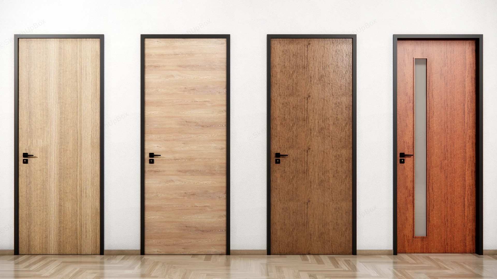 Modern Minimalist Interior Wooden Door Collection Sketchup 3D Model Preview - SketchupBox