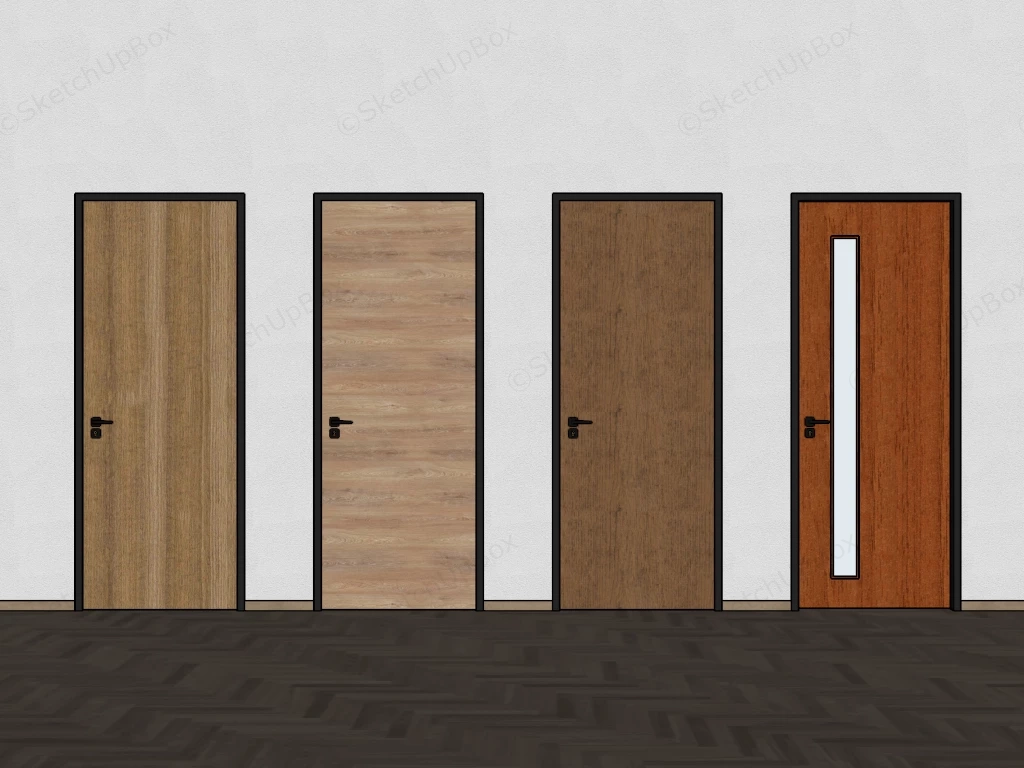 Modern Minimalist Interior Wooden Door Collection Sketchup 3D Model Preview - SketchupBox