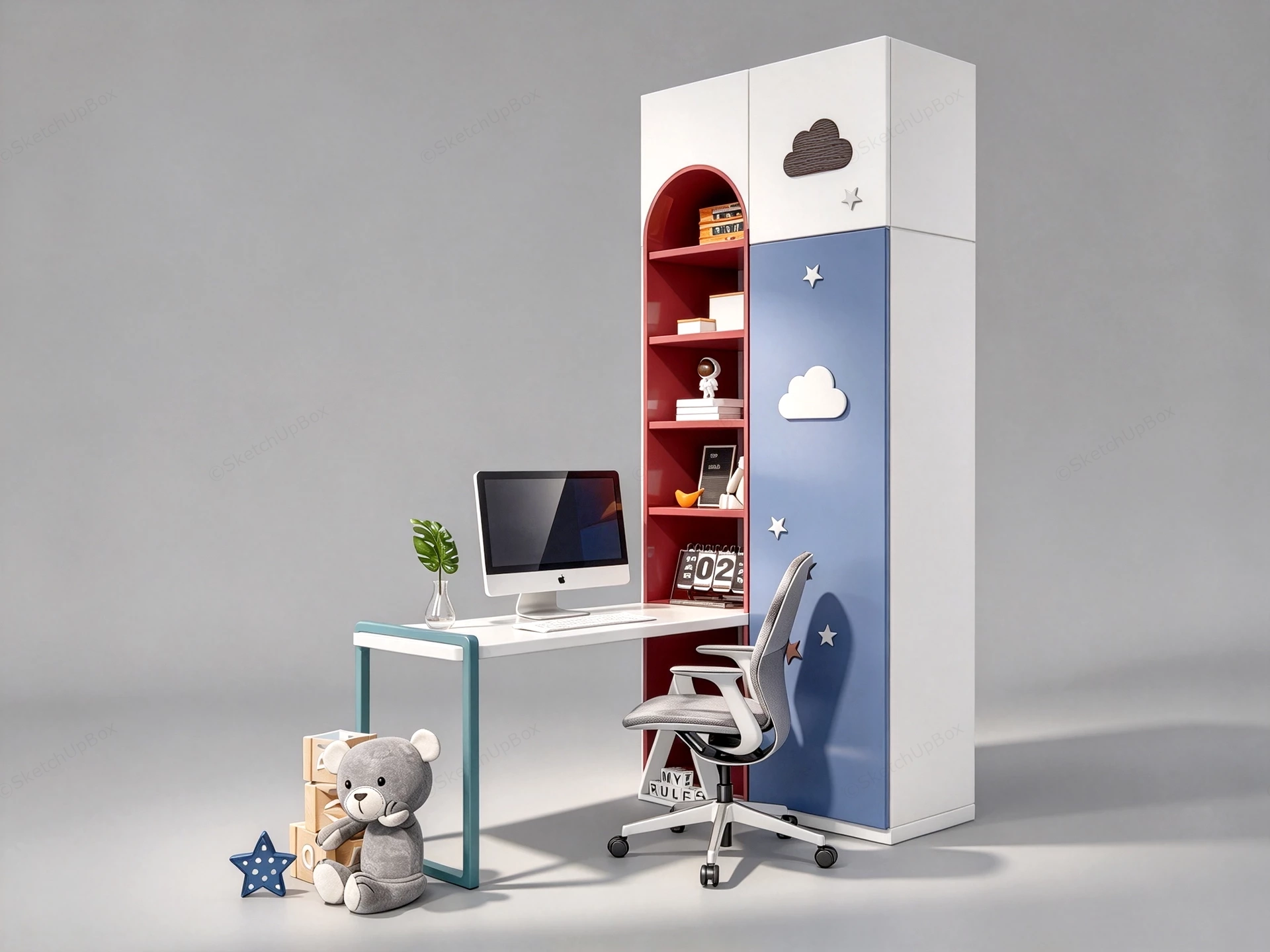 Modular Kids' Study Station Sketchup 3D Model Preview - SketchupBox