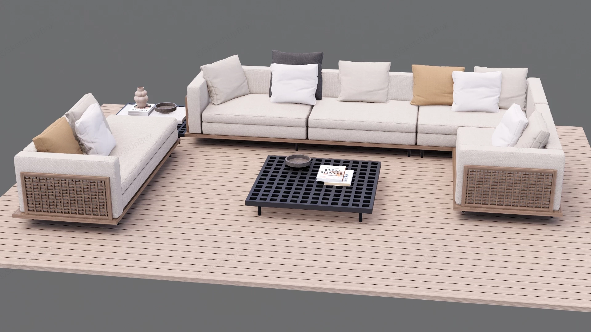 Modern Outdoor Modular Sectional Sofa Set Sketchup 3D Model Preview - SketchupBox