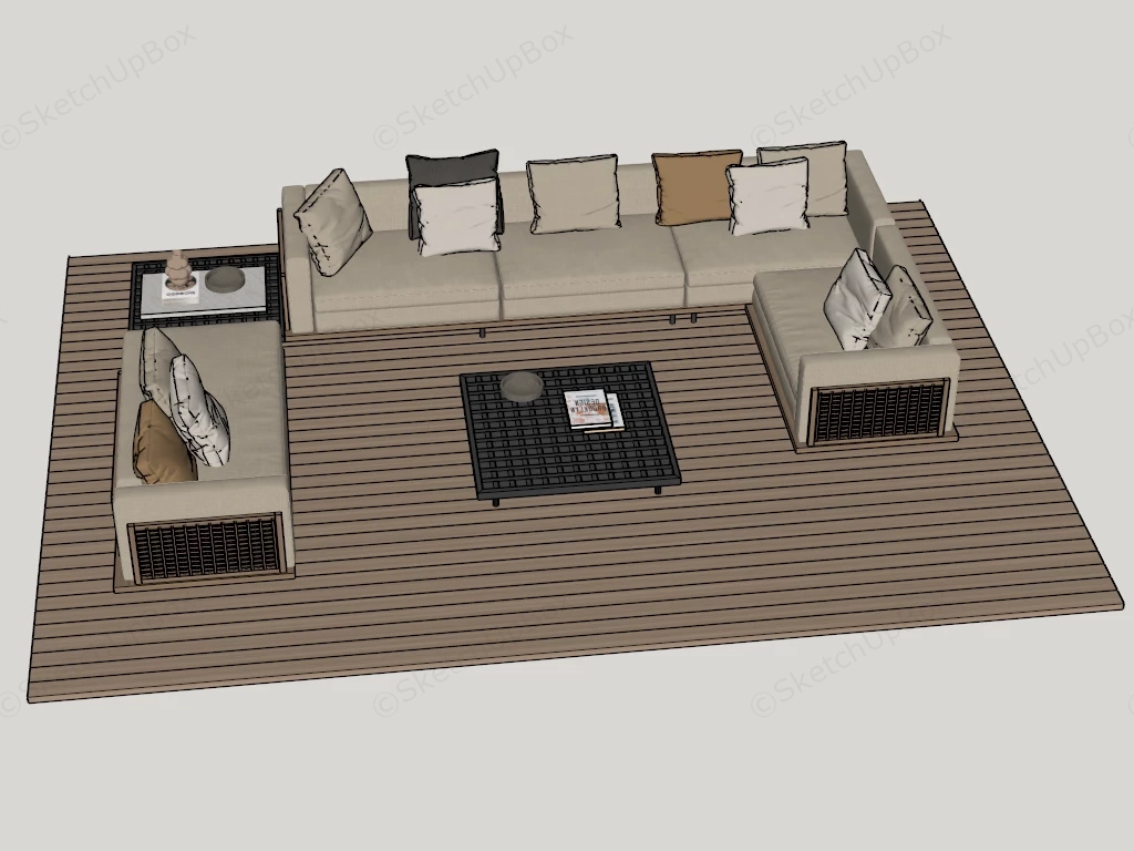 Modern Outdoor Modular Sectional Sofa Set Sketchup 3D Model Preview - SketchupBox