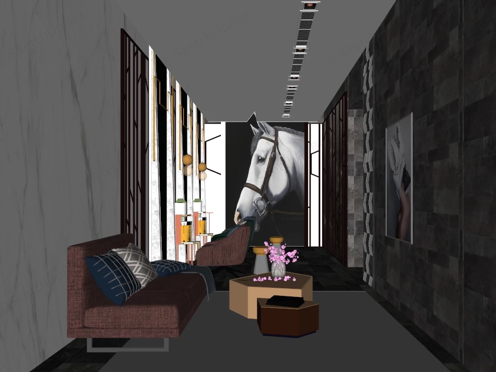 Modern Hair Salon & Beauty Lounge Interior Sketchup 3D Model Preview - SketchupBox