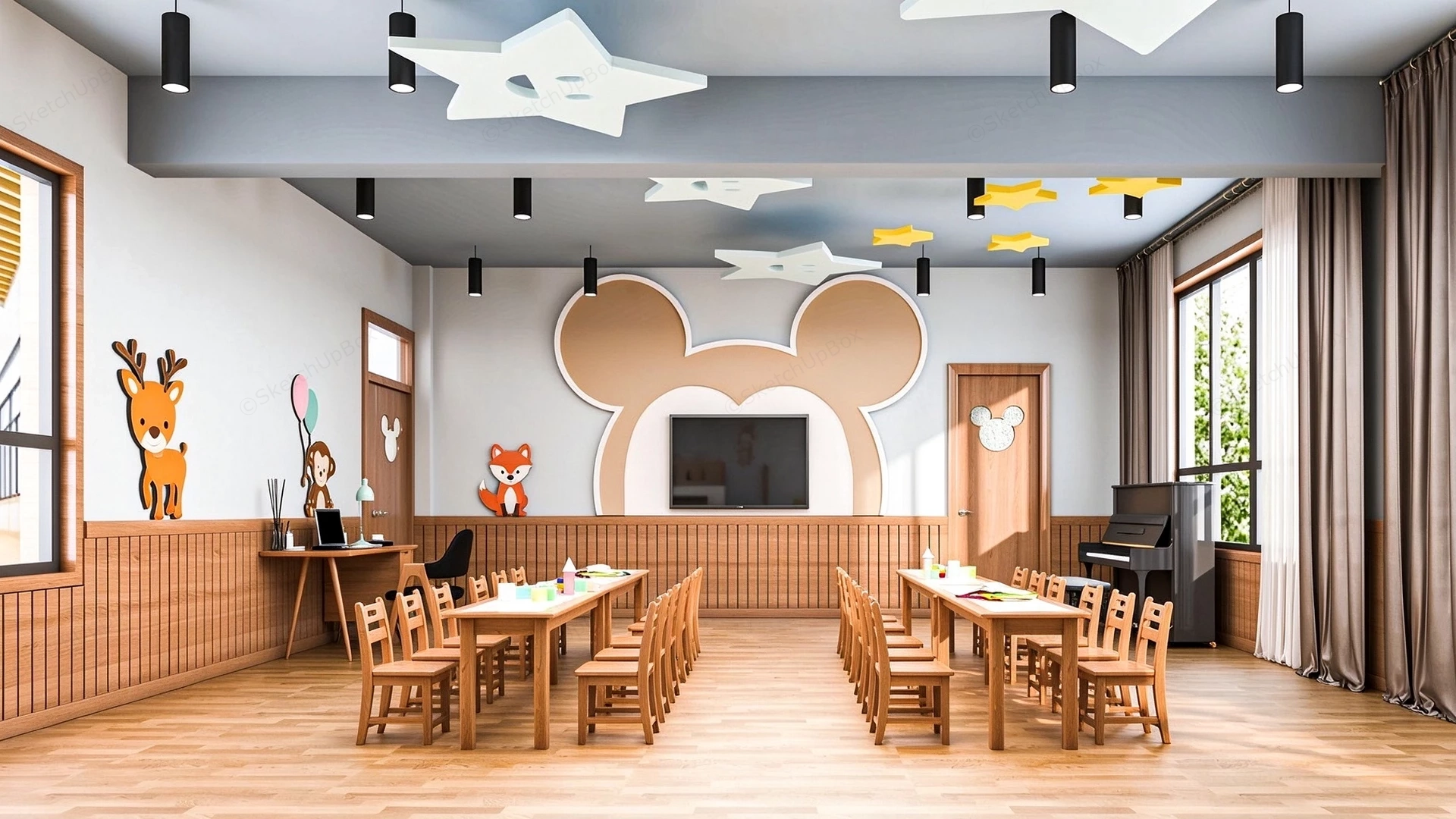Preschool Classroom & Activity Room Interior Sketchup 3D Model Preview - SketchupBox