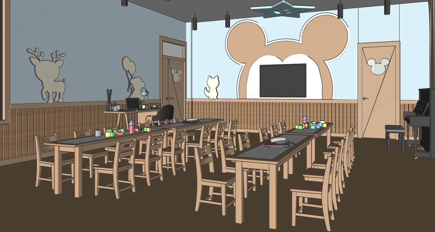Preschool Classroom & Activity Room Interior Sketchup 3D Model Preview - SketchupBox