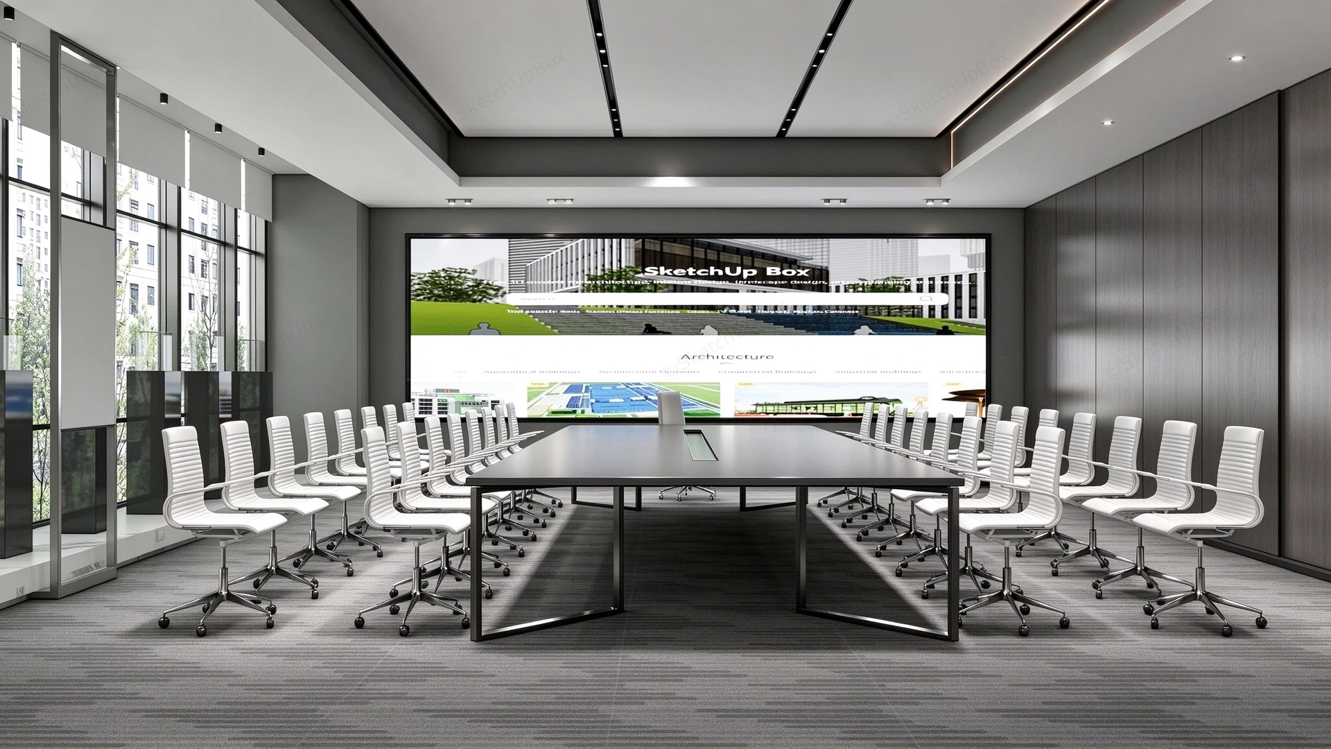 Modern Executive Boardroom & Conference Interior Sketchup 3D Model Preview - SketchupBox