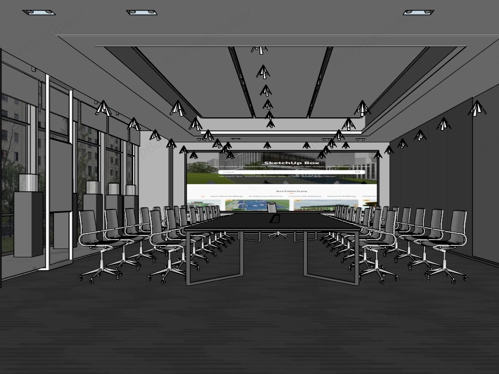 Modern Executive Boardroom & Conference Interior Sketchup 3D Model Preview - SketchupBox