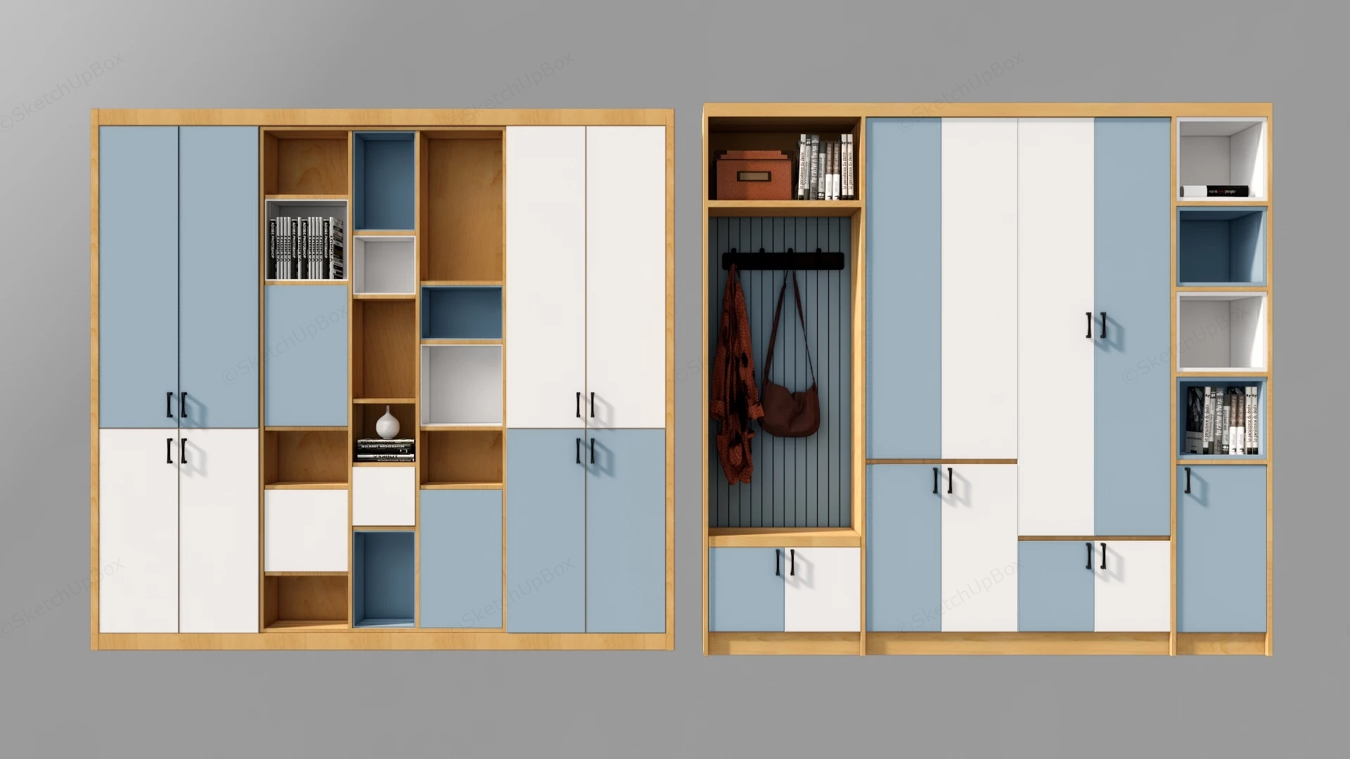 Modern Modular Wardrobe & Entryway Storage Cabinet Set Sketchup 3D Model Preview - SketchupBox