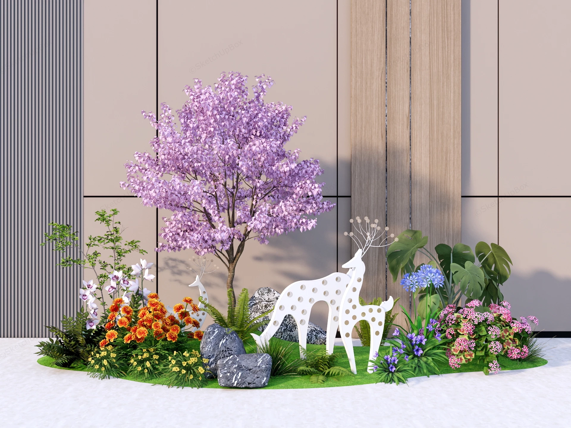 Modern Landscape Feature & Garden Display Sketchup 3D Model Preview - SketchupBox