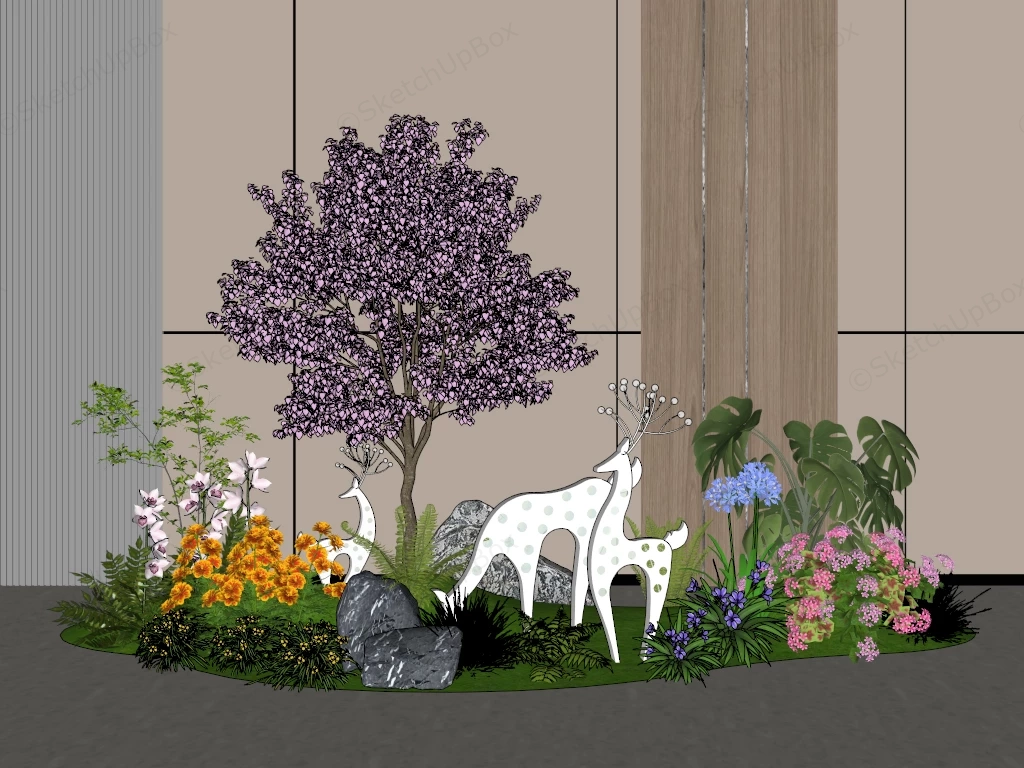 Modern Landscape Feature & Garden Display Sketchup 3D Model Preview - SketchupBox