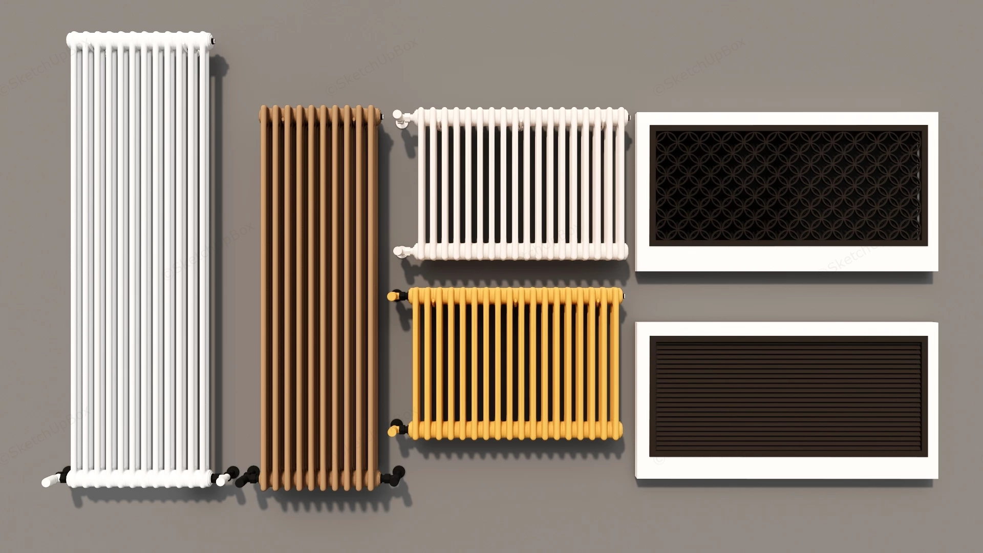 Modern Heating Radiator & Decorative Grille Cover Set Sketchup 3D Model Preview - SketchupBox