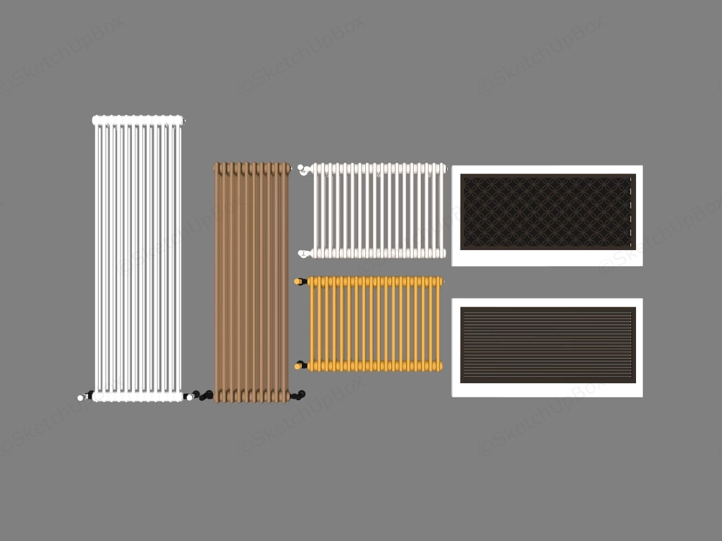 Modern Heating Radiator & Decorative Grille Cover Set Sketchup 3D Model Preview - SketchupBox