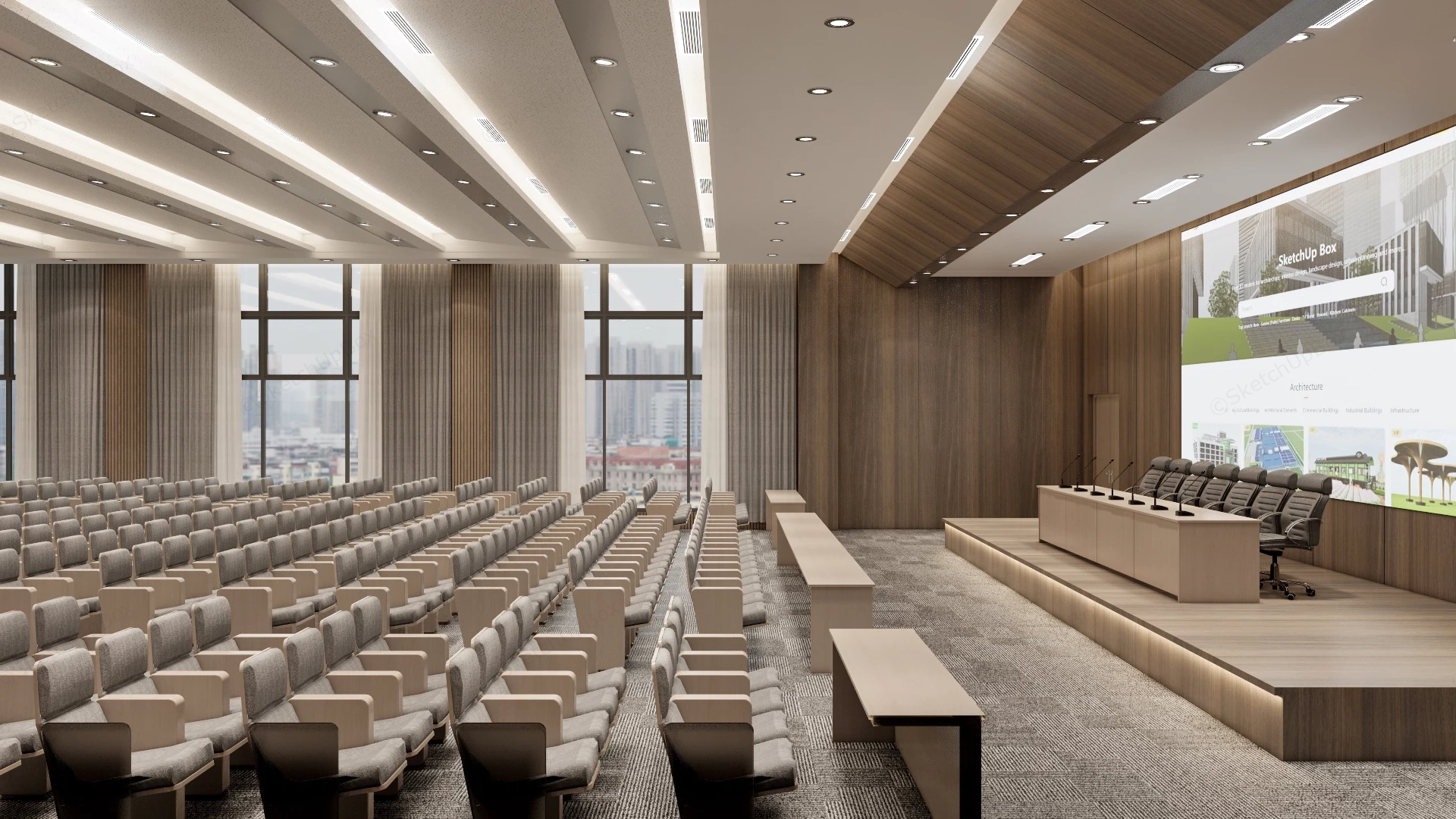 Modern Executive Auditorium & Conference Hall Sketchup 3D Model Preview - SketchupBox