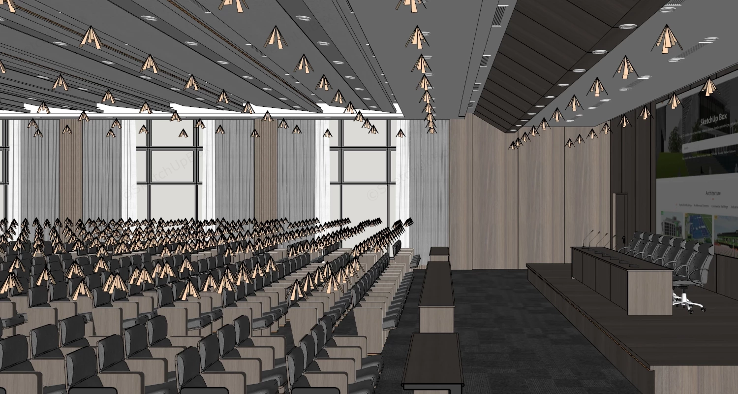 Modern Executive Auditorium & Conference Hall Sketchup 3D Model Preview - SketchupBox