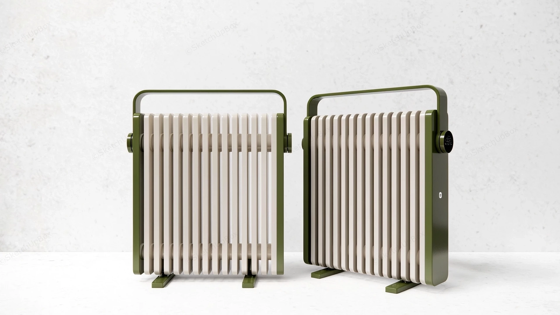 Modern Portable Electric Radiator Heater Set Sketchup 3D Model Preview - SketchupBox