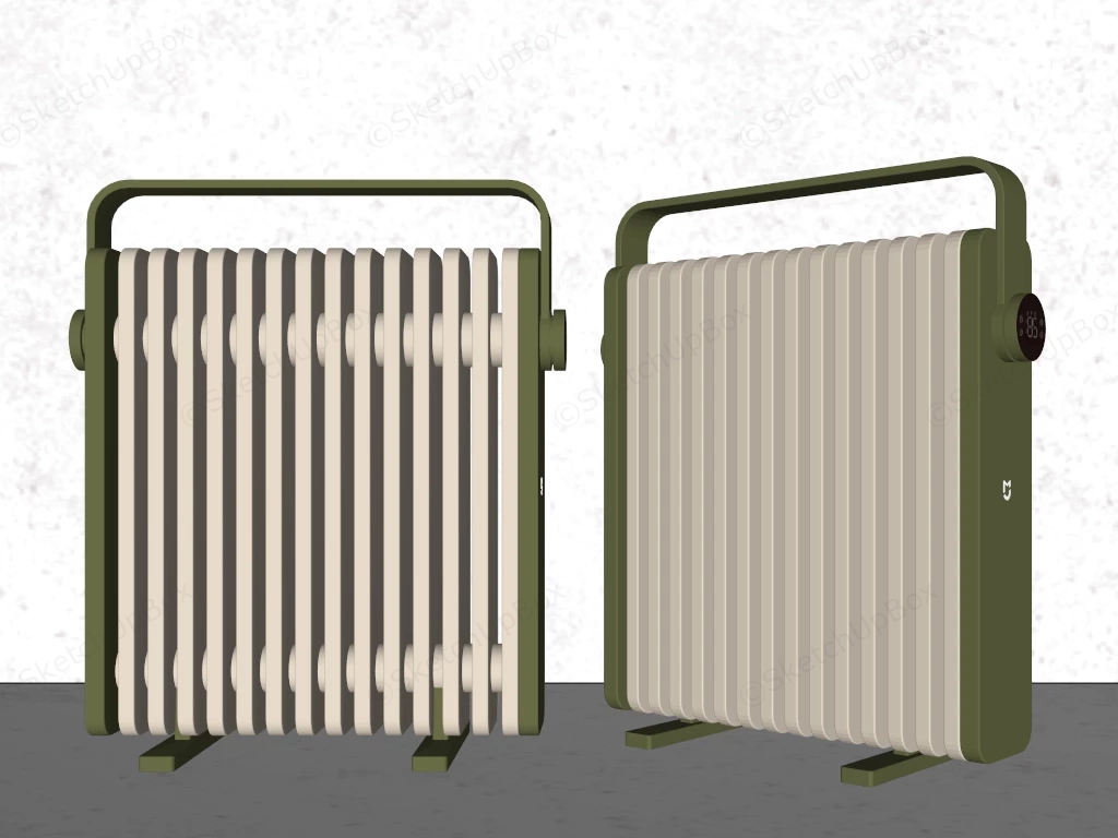 Modern Portable Electric Radiator Heater Set Sketchup 3D Model Preview - SketchupBox