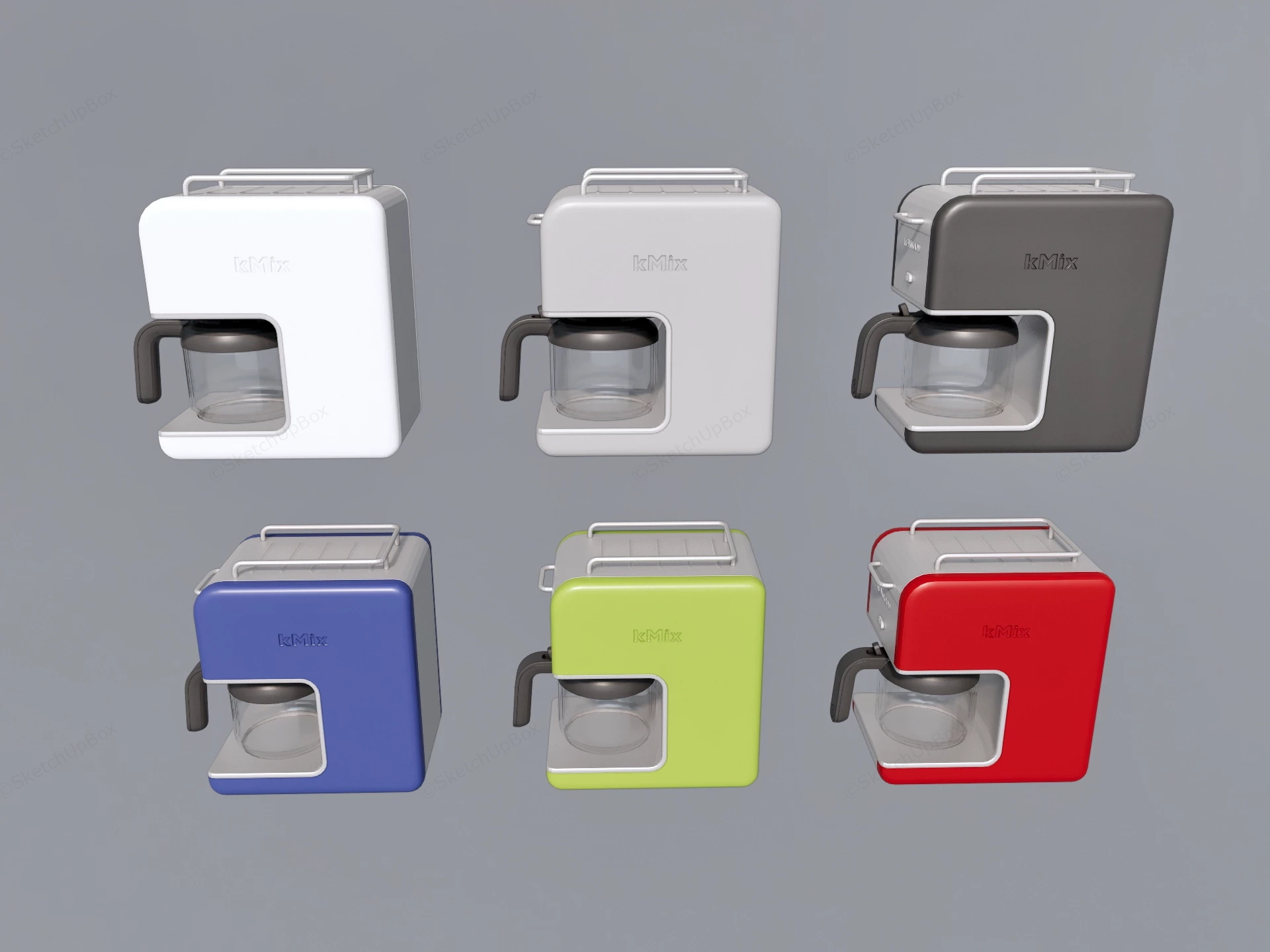 Six Kenwood KMix Modern Drip Coffee Maker Set Sketchup 3D Model Preview - SketchupBox