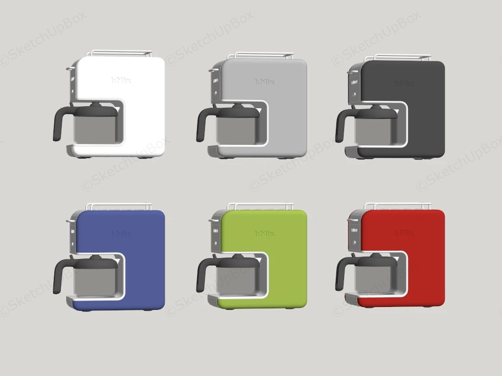 Six Kenwood KMix Modern Drip Coffee Maker Set Sketchup 3D Model Preview - SketchupBox