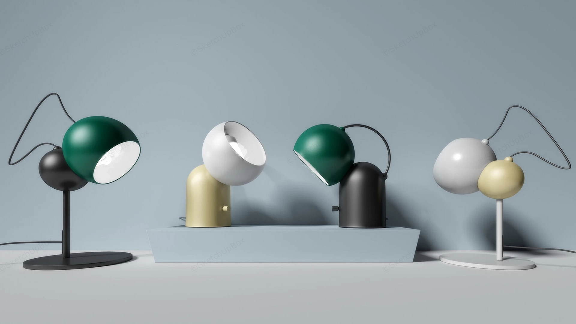 Modern Spherical Table Lamp Collection Sketchup 3D Model Preview - SketchupBox