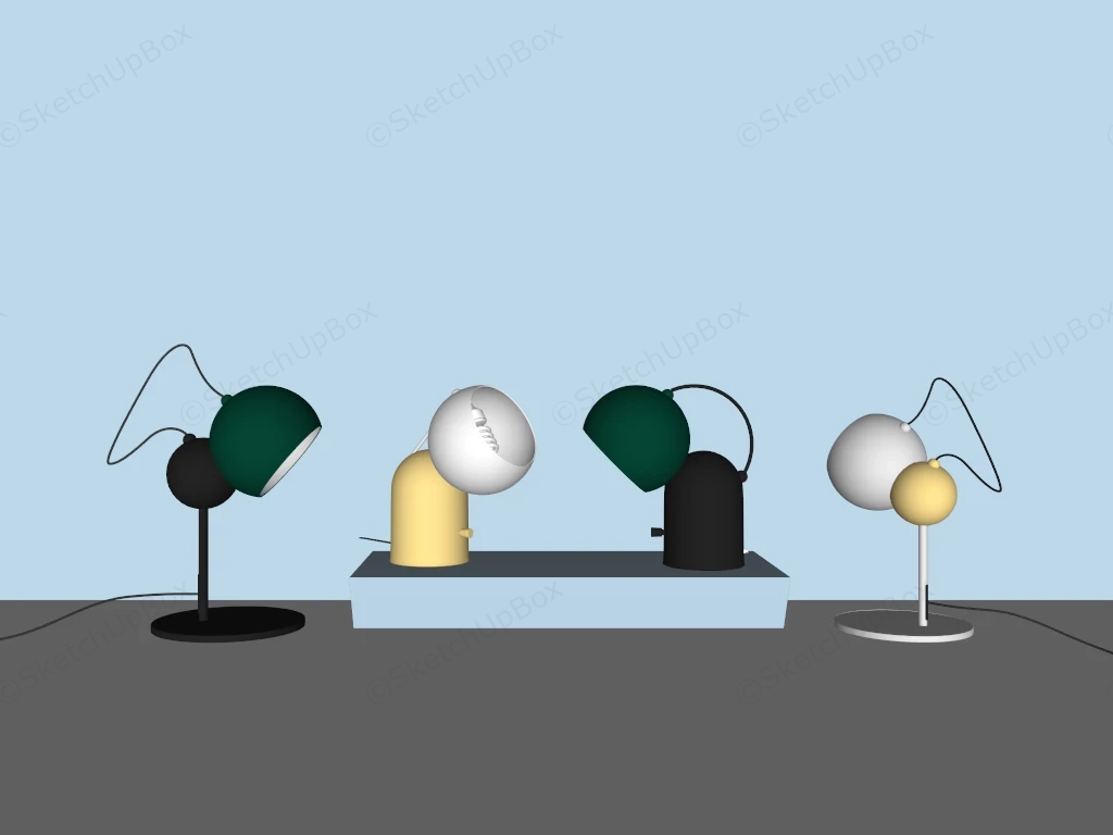 Modern Spherical Table Lamp Collection Sketchup 3D Model Preview - SketchupBox