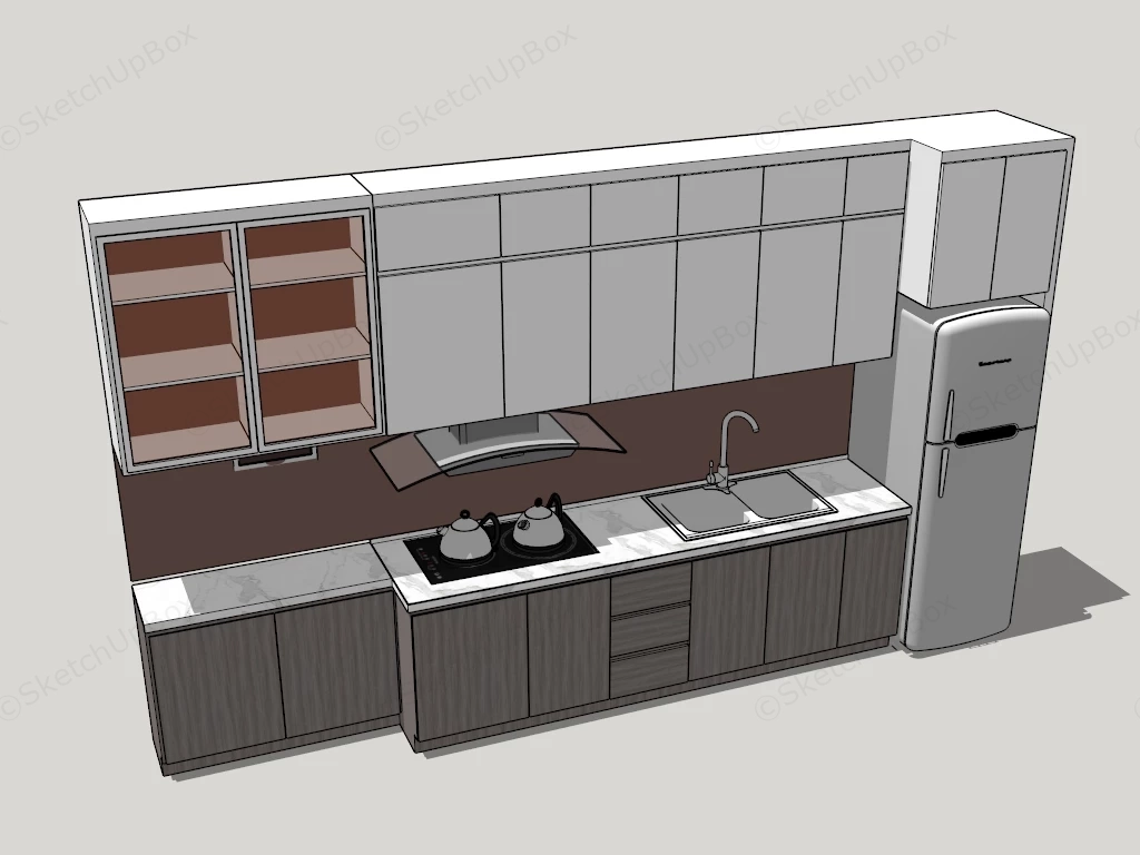 Modern Two Tone Kitchen Cabinetry & Appliance Set Sketchup 3D Model Preview - SketchupBox