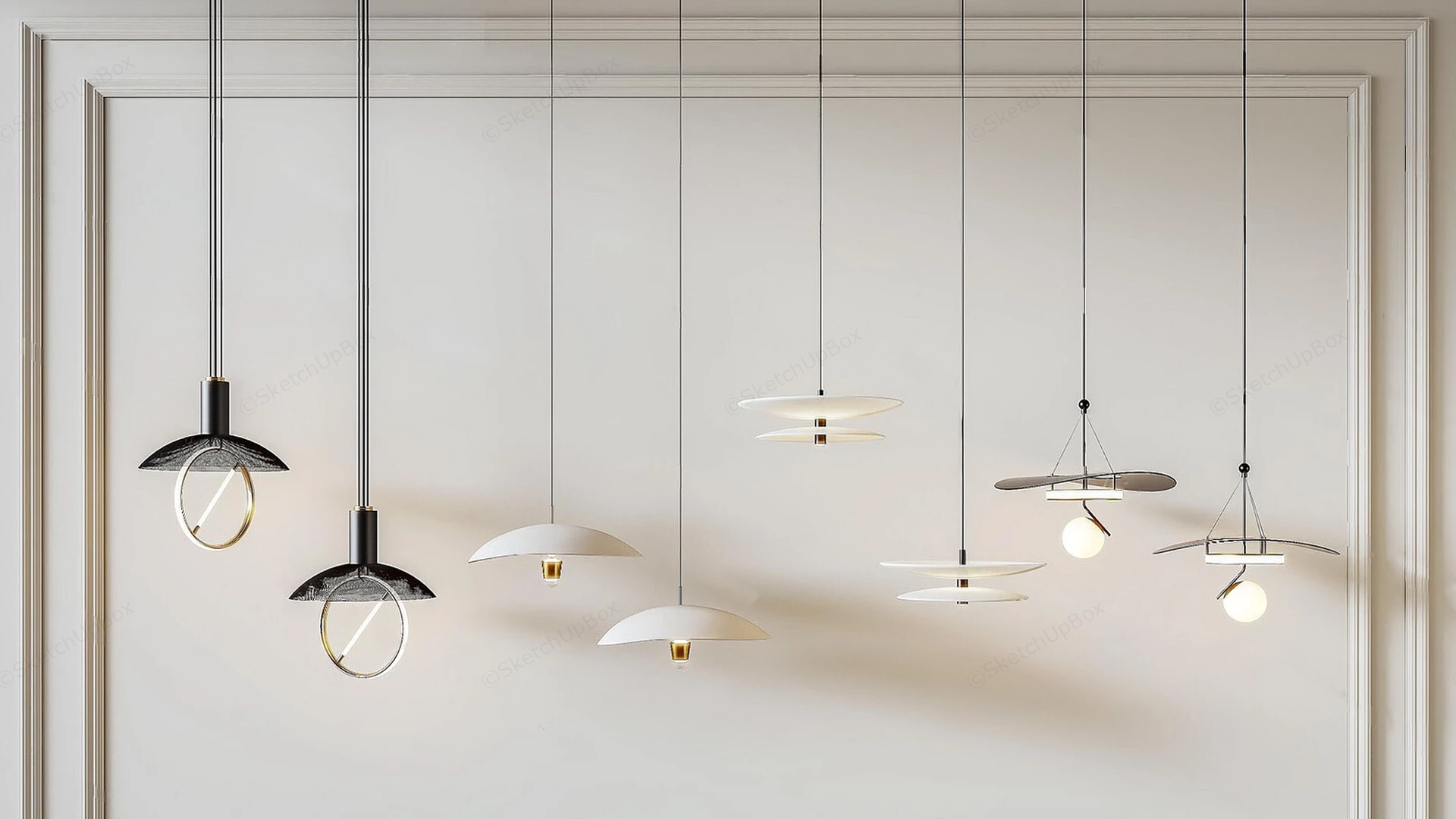 Modern Architectural Pendant Light Collection Sketchup 3D Model Preview - SketchupBox