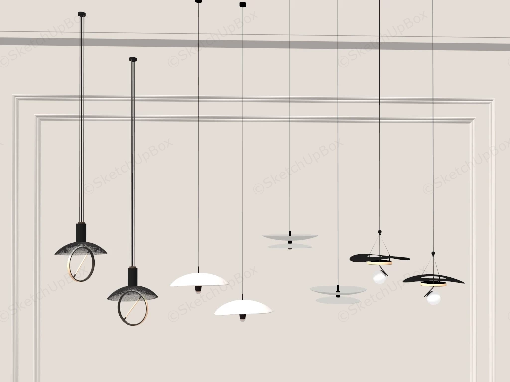 Modern Architectural Pendant Light Collection Sketchup 3D Model Preview - SketchupBox