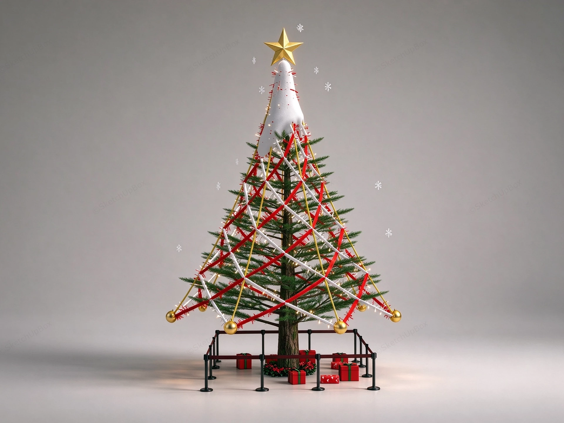 Modern Geometric Christmas Tree Installation Sketchup 3D Model Preview - SketchupBox