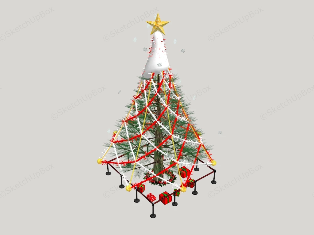 Modern Geometric Christmas Tree Installation Sketchup 3D Model Preview - SketchupBox