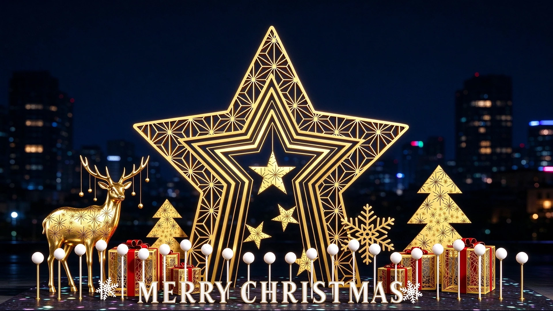 Commercial Christmas Star Lighting Installation Sketchup 3D Model Preview - SketchupBox