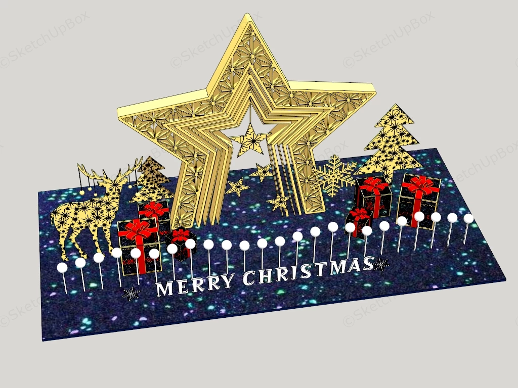 Commercial Christmas Star Lighting Installation Sketchup 3D Model Preview - SketchupBox