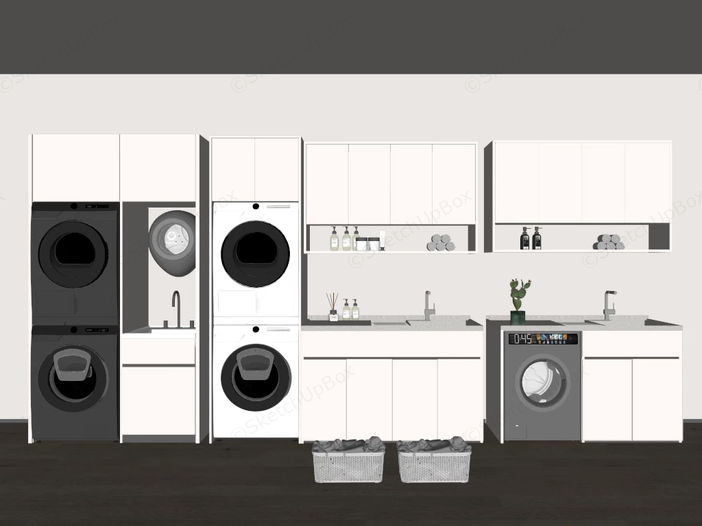 Modern Modular Laundry Room Appliance & Cabinetry Set Sketchup 3D Model Preview - SketchupBox