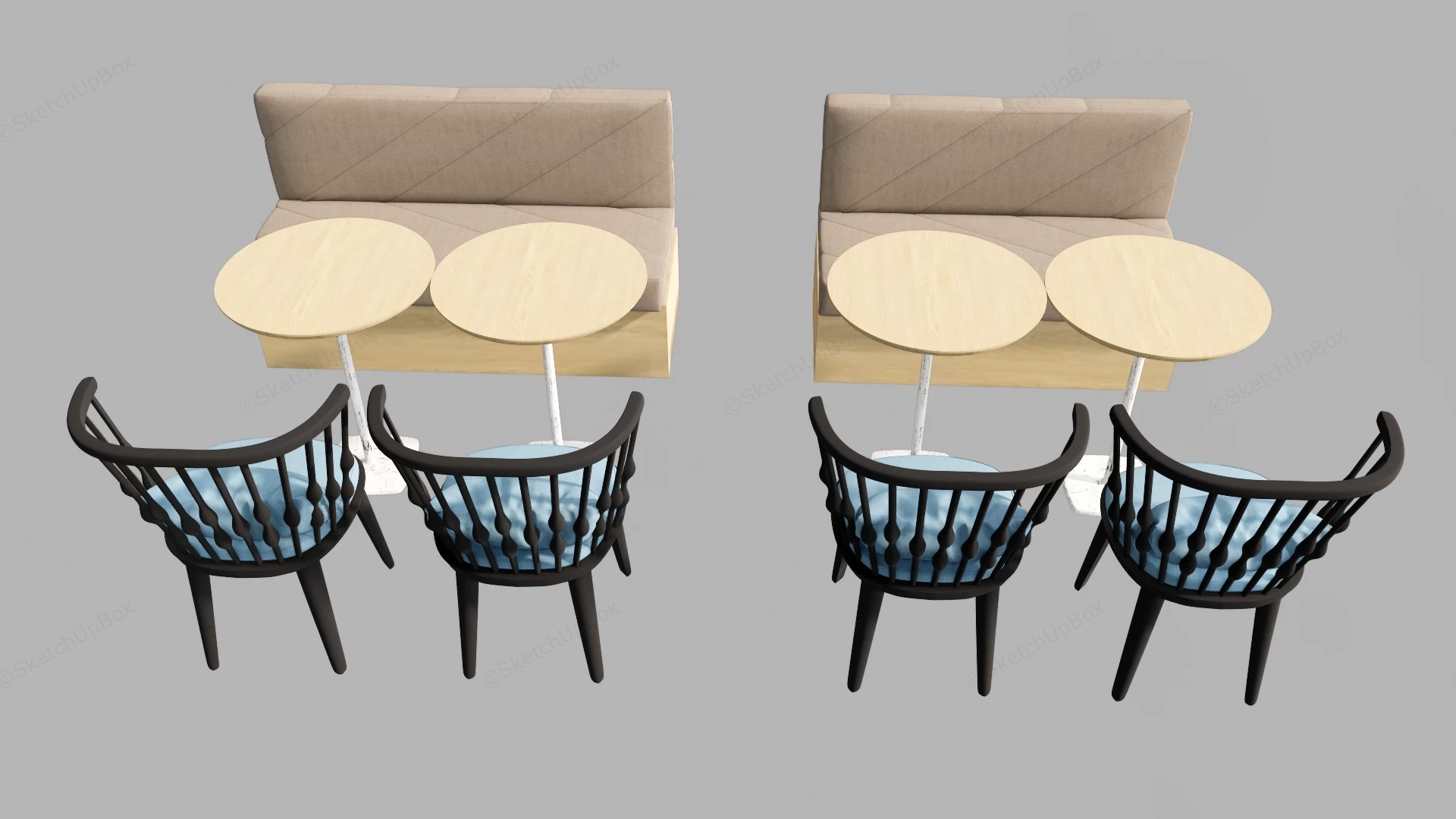 Modular Cafe Banquette Dining Set Sketchup 3D Model Preview - SketchupBox