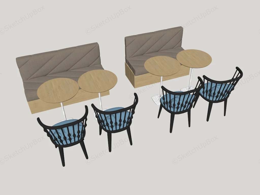 Modular Cafe Banquette Dining Set Sketchup 3D Model Preview - SketchupBox
