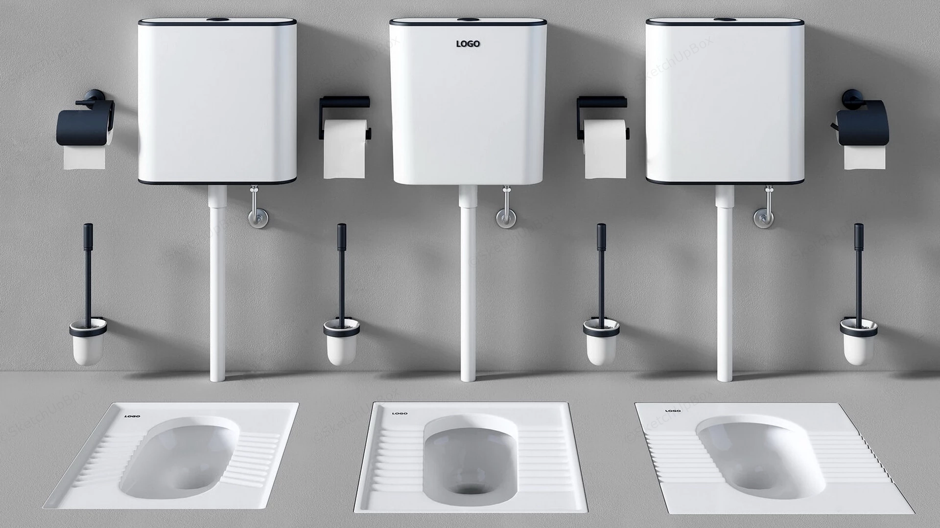 Commercial Squat Toilet And Cistern Module Sketchup 3D Model Preview - SketchupBox