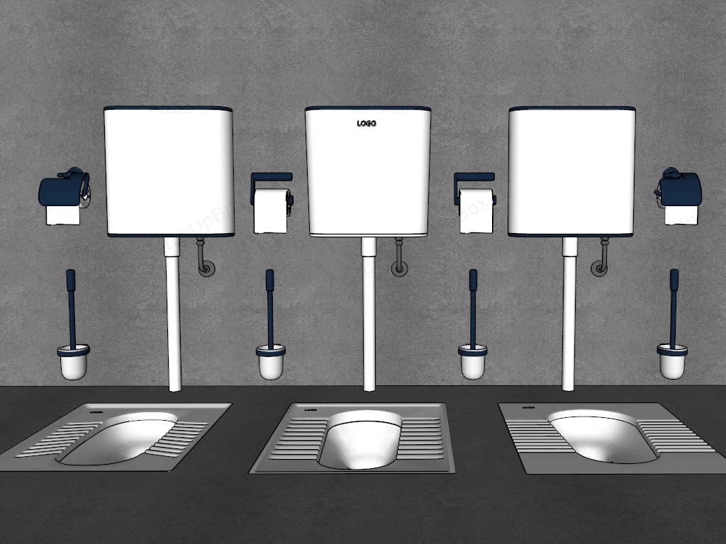 Commercial Squat Toilet And Cistern Module Sketchup 3D Model Preview - SketchupBox