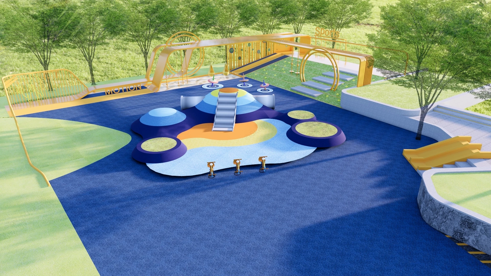 Modern Children's Playground And Activity Zone Sketchup 3D Model Preview - SketchupBox