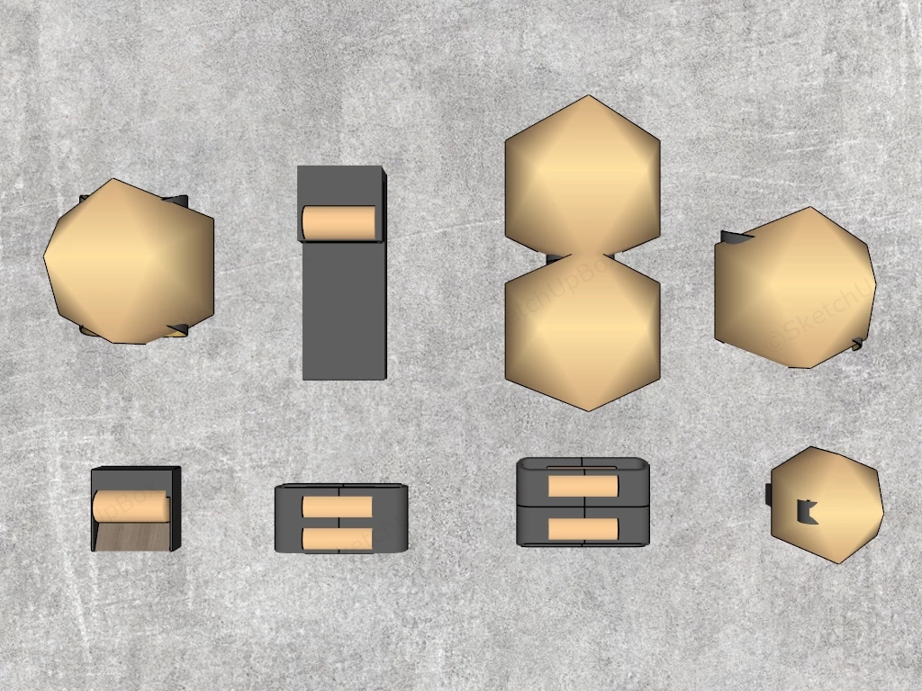 Modern Matte Black Wall Sconce Collection Sketchup 3D Model Preview - SketchupBox