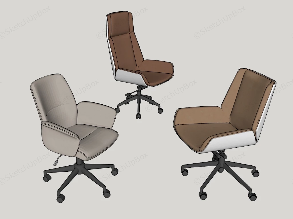 Modern Two Tone Executive Office Chairs Sketchup 3D Model Preview - SketchupBox