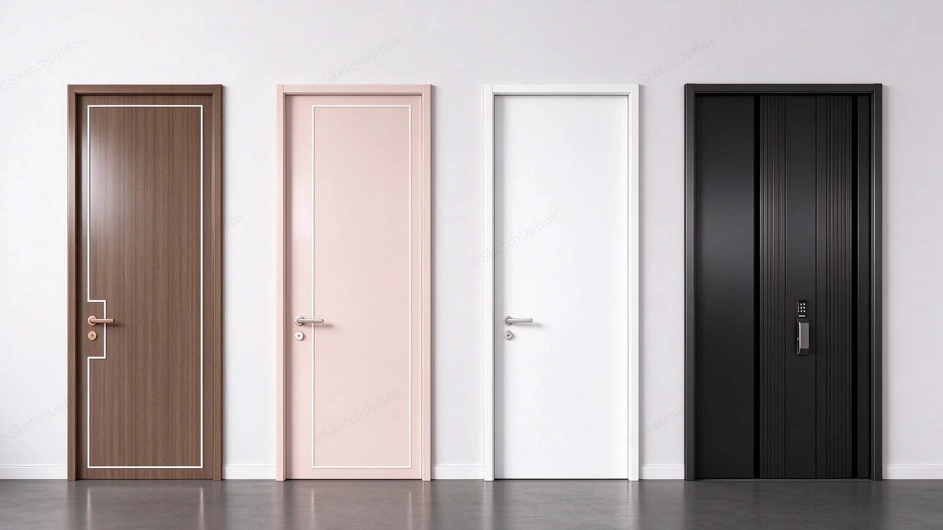 Modern Interior And Exterior Door Collection Sketchup 3D Model Preview - SketchupBox