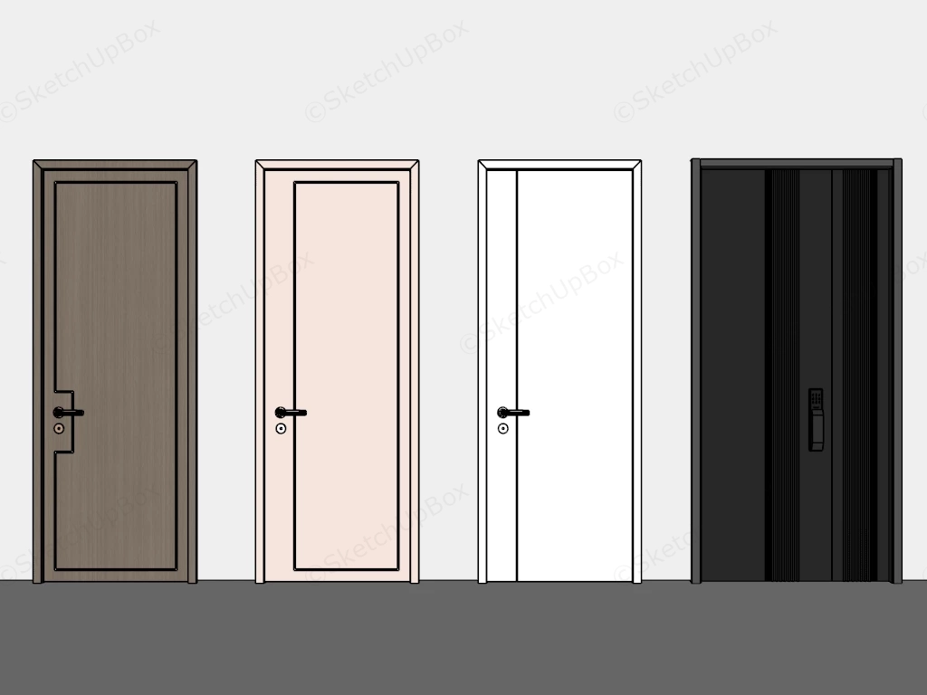 Modern Interior And Exterior Door Collection Sketchup 3D Model Preview - SketchupBox