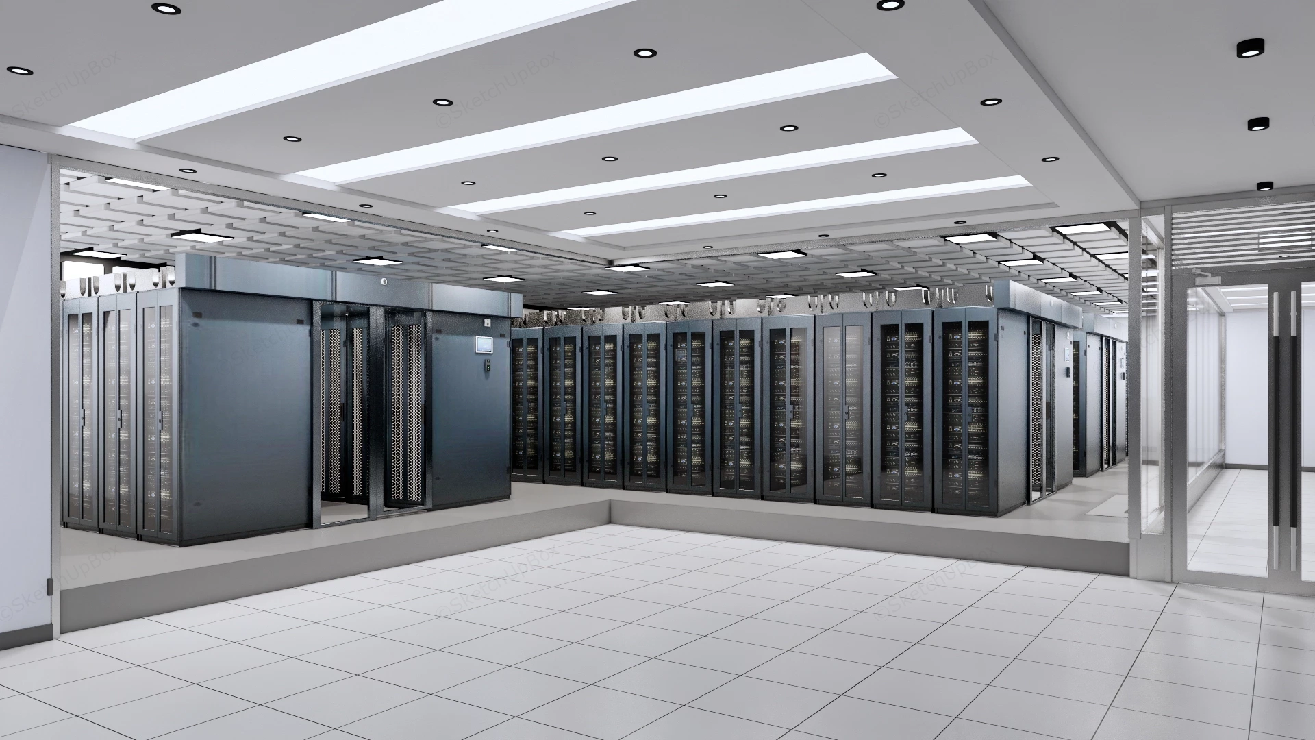 Modern High Density Data Center And Server Room Sketchup 3D Model Preview - SketchupBox