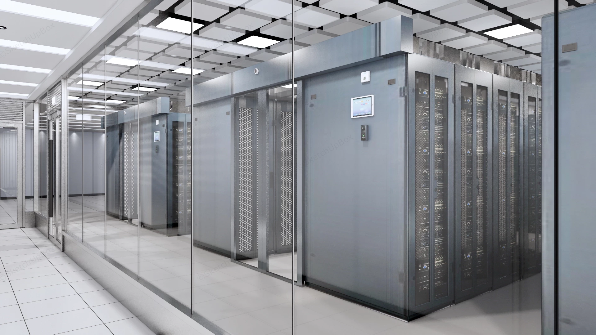 Modern High Density Data Center And Server Room Sketchup 3D Model Preview - SketchupBox