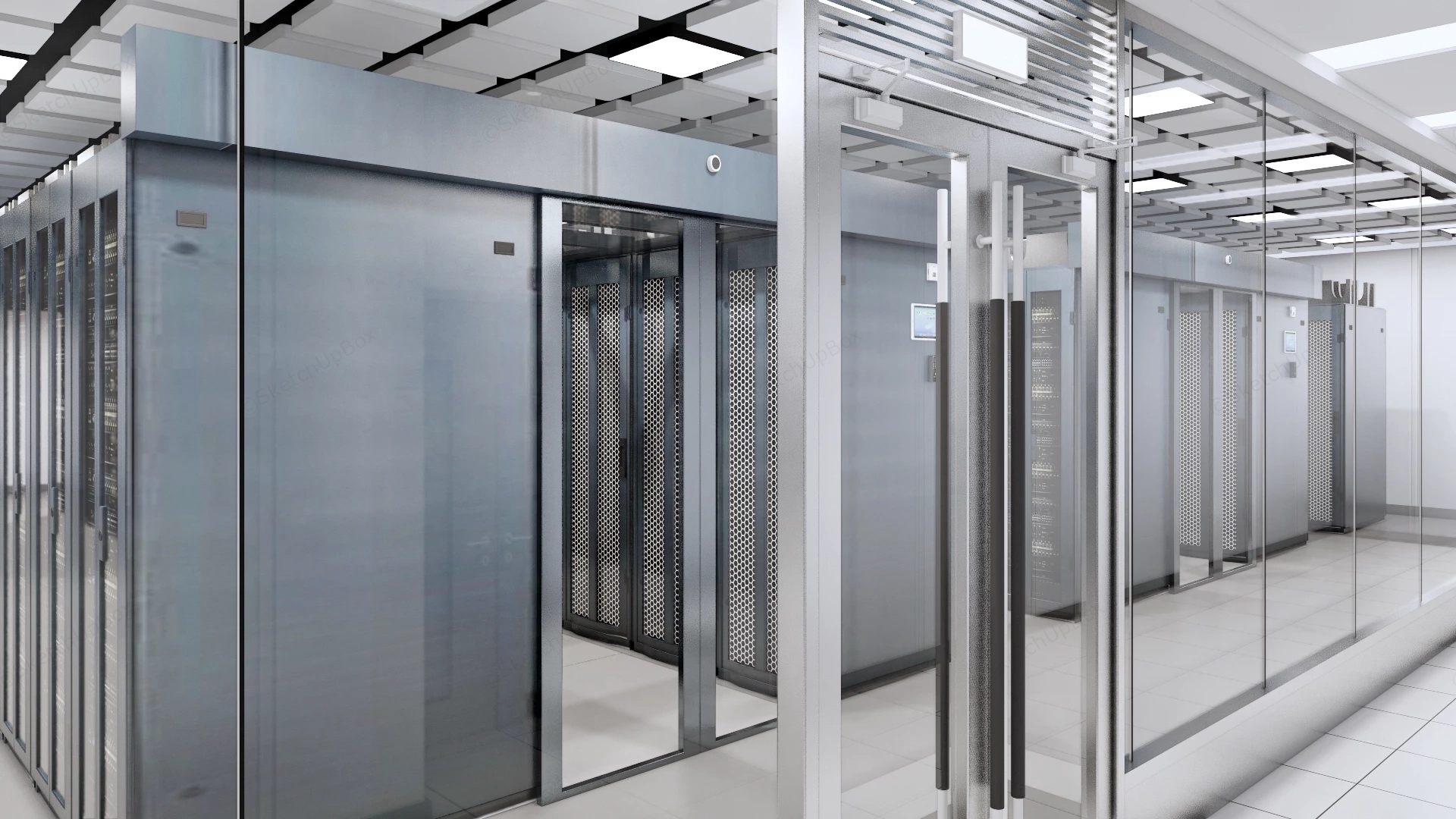 Modern High Density Data Center And Server Room Sketchup 3D Model Preview - SketchupBox