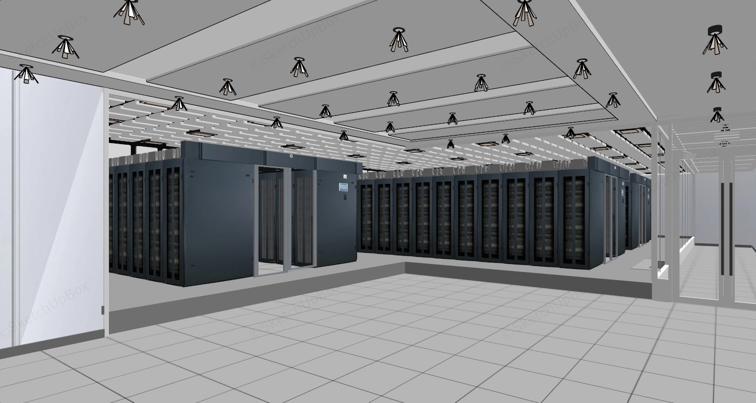 Modern High Density Data Center And Server Room Sketchup 3D Model Preview - SketchupBox