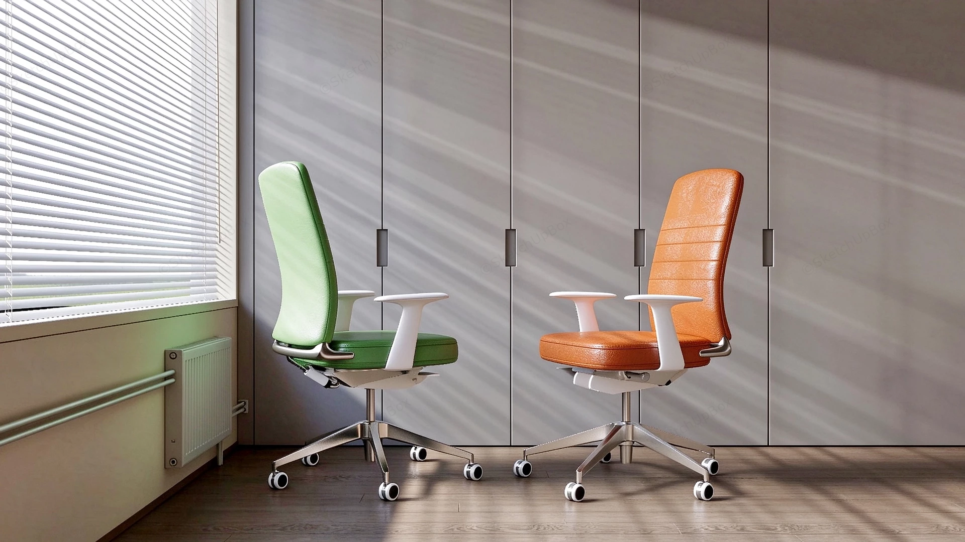 Modern Ergonomic Leather Executive Office Chairs Sketchup 3D Model Preview - SketchupBox