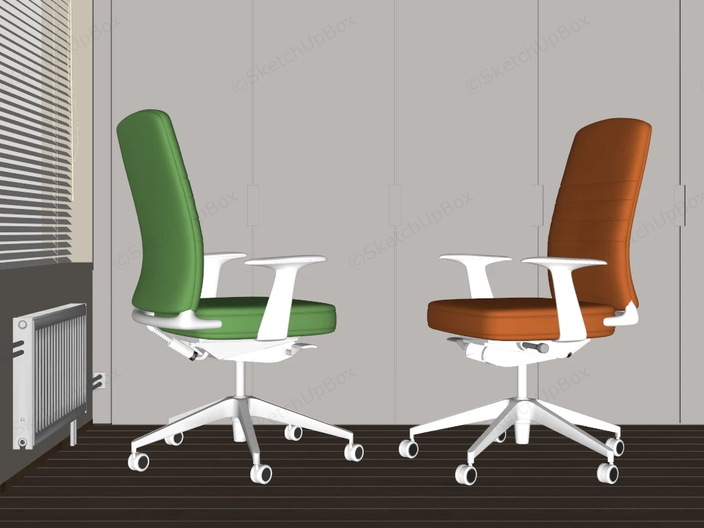 Modern Ergonomic Leather Executive Office Chairs Sketchup 3D Model Preview - SketchupBox